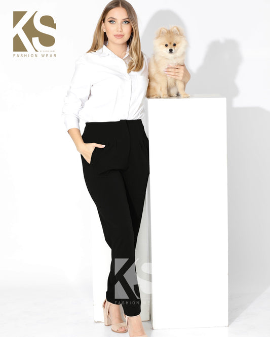 High Waist Trousers - Black