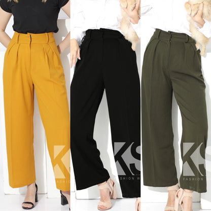High Waist Trousers - Olive