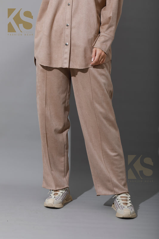 Suede Trousers - Beige