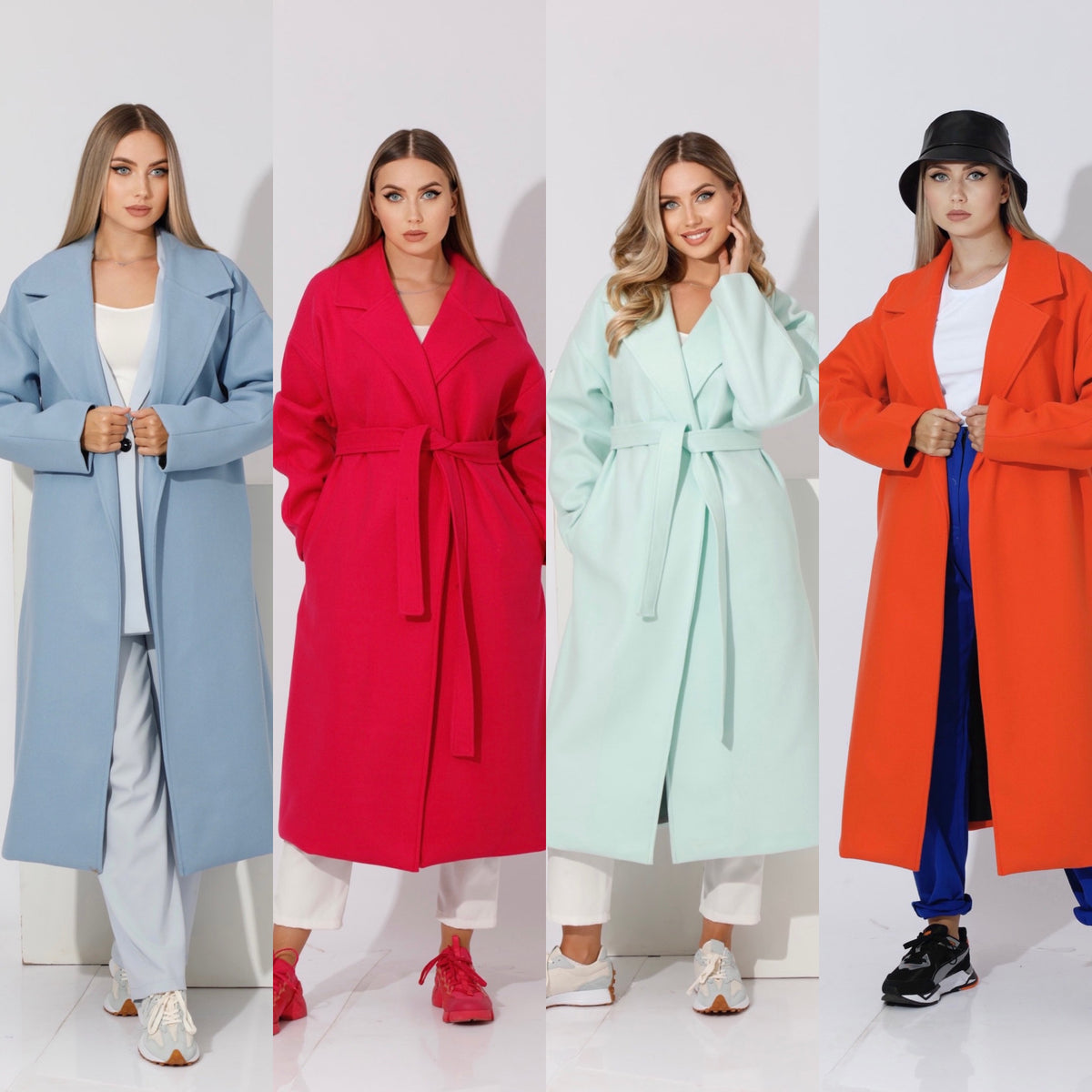 Oversized Wrapped Coat - Sky Blue