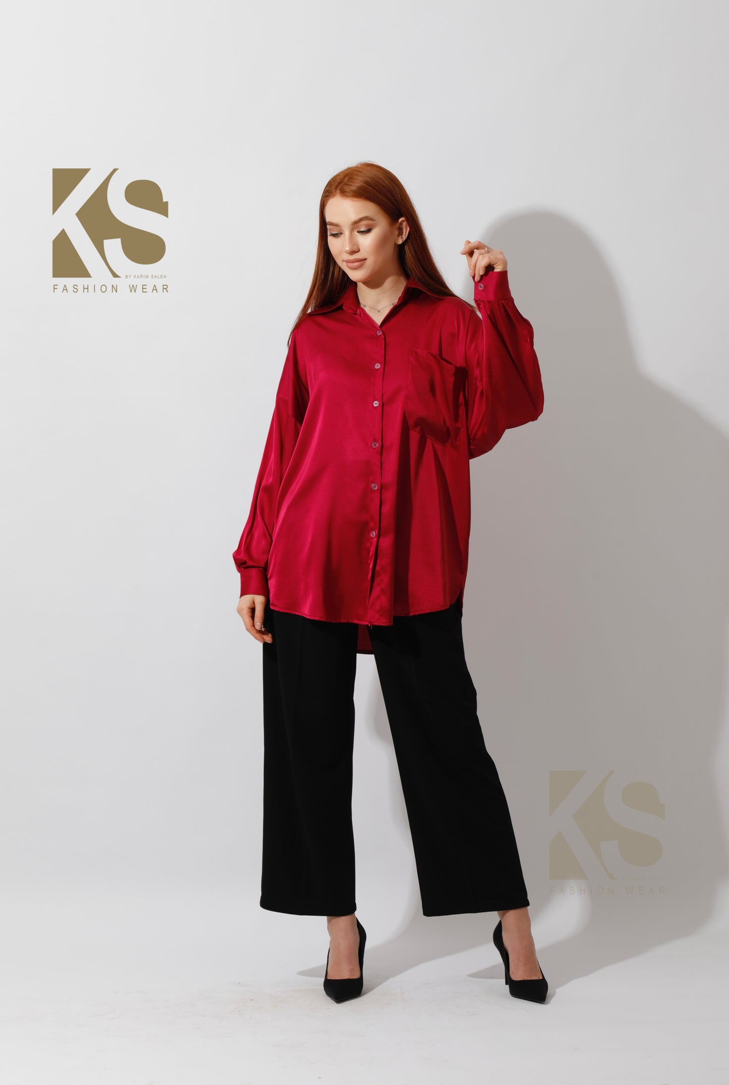 Oversized Satin Blouse - Orchid Purple