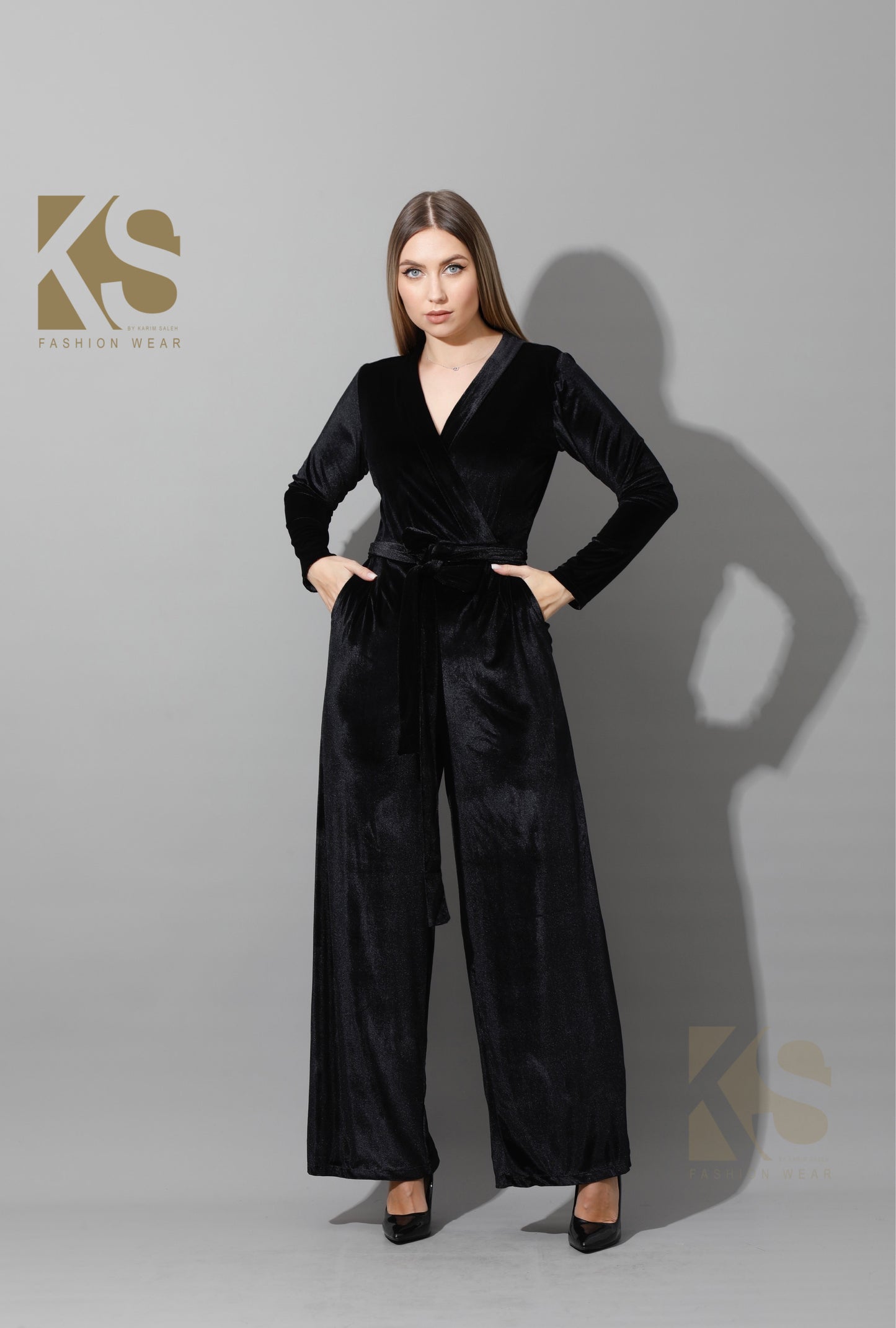 Wrapped wide leg Jumpsuit- Black