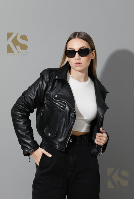 Leather Biker Jacket - Black