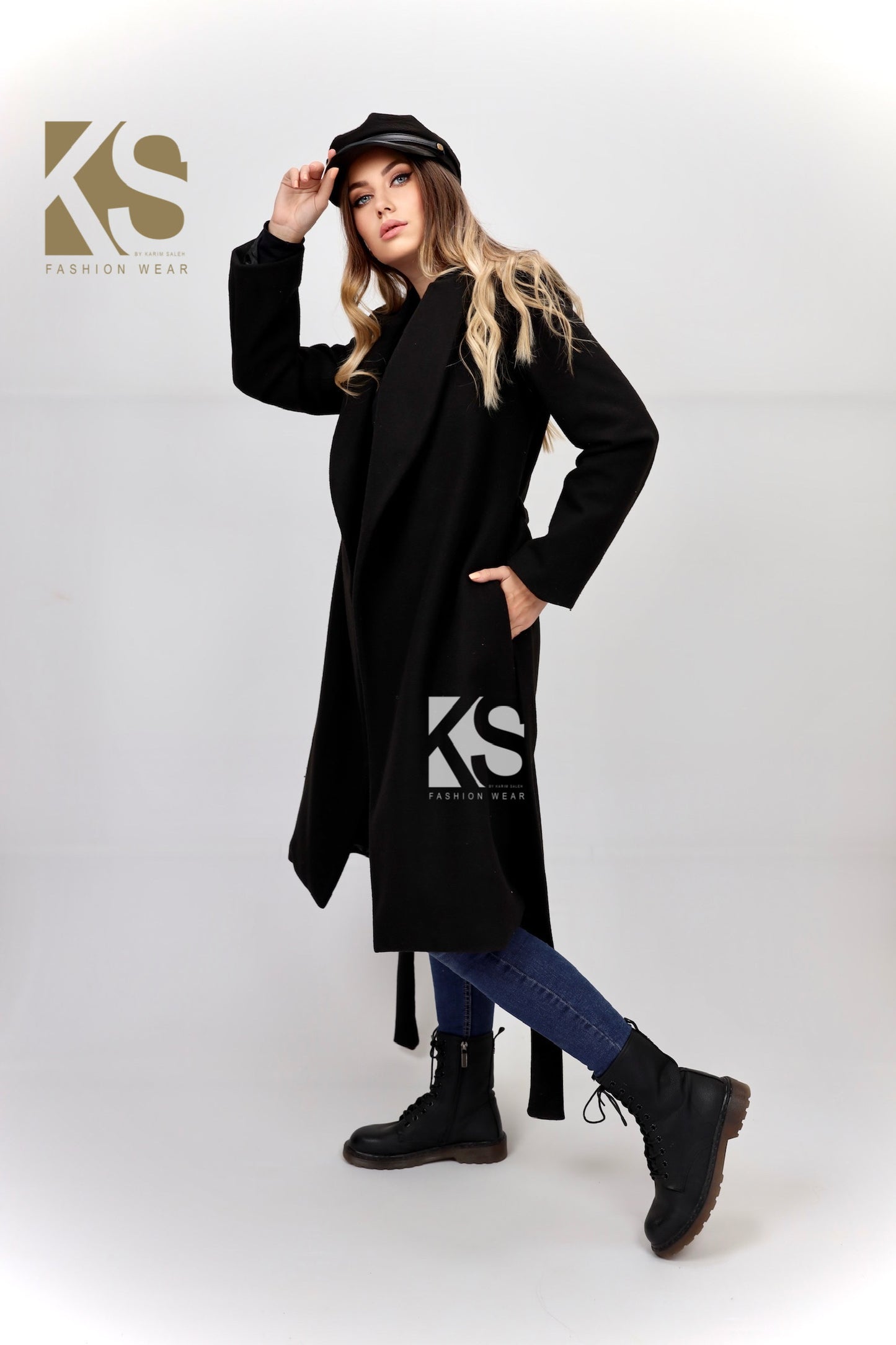 Wrapped Belted Coat - Black