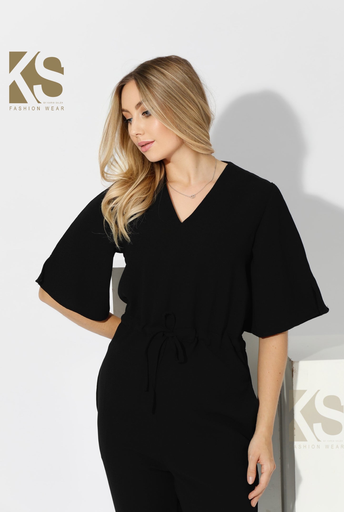Half sleeves Jumpsuit - Black