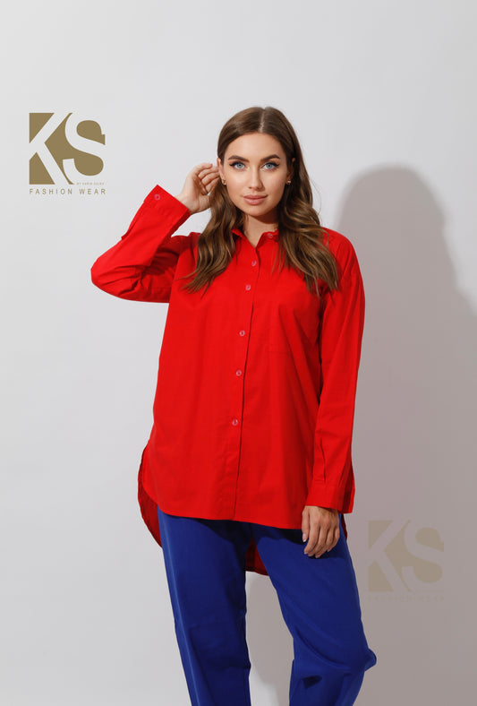 Buttons Back Shirt - Red