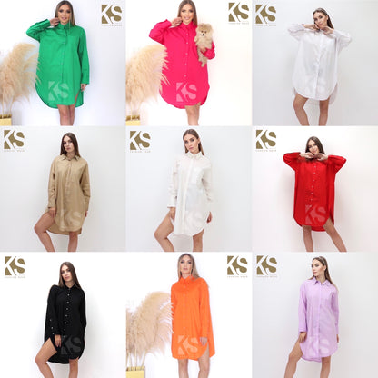 Oversized Shirt Dress - Orange