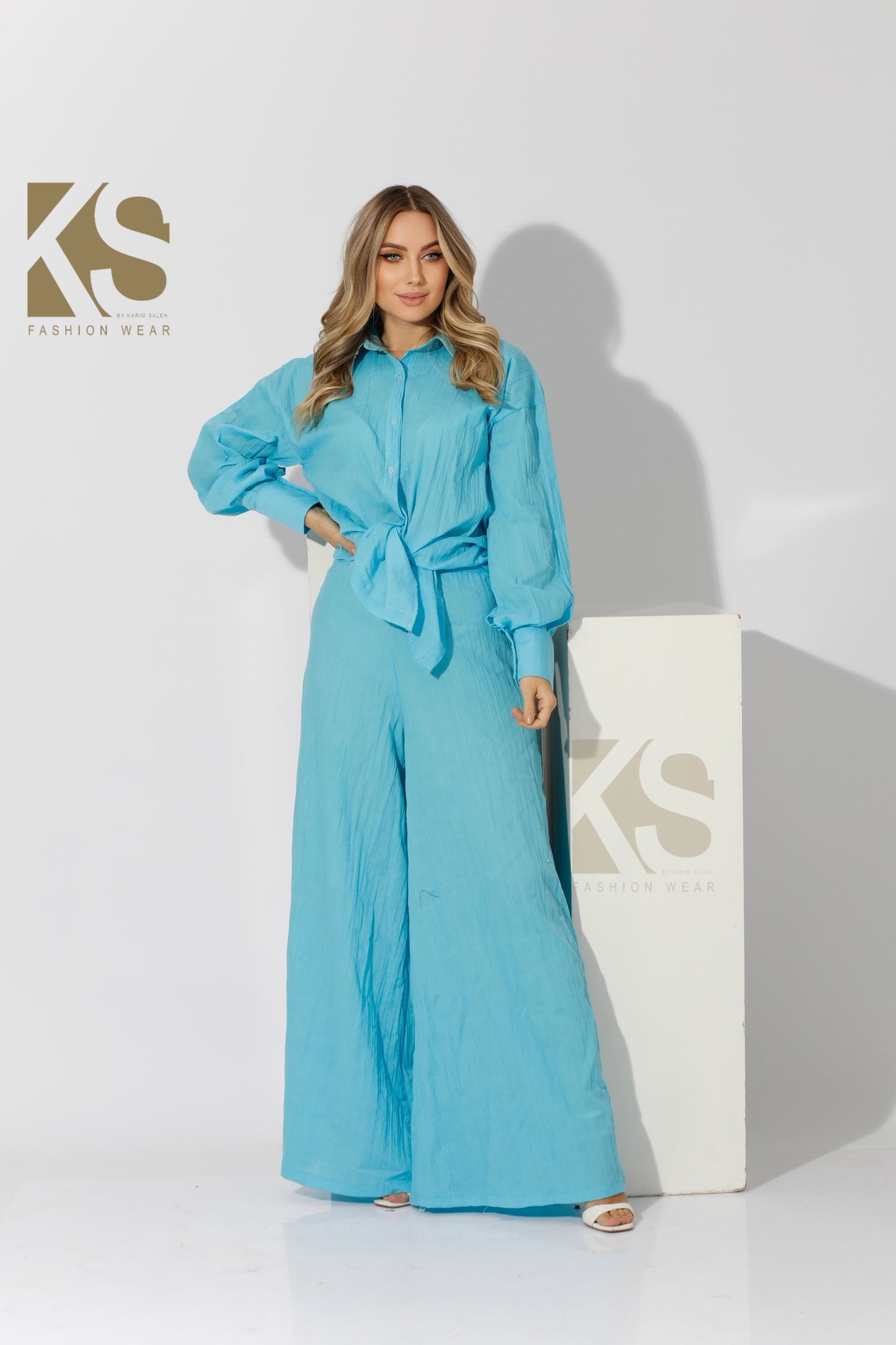 Co-ord Shirt & Trousers - Sky Blue