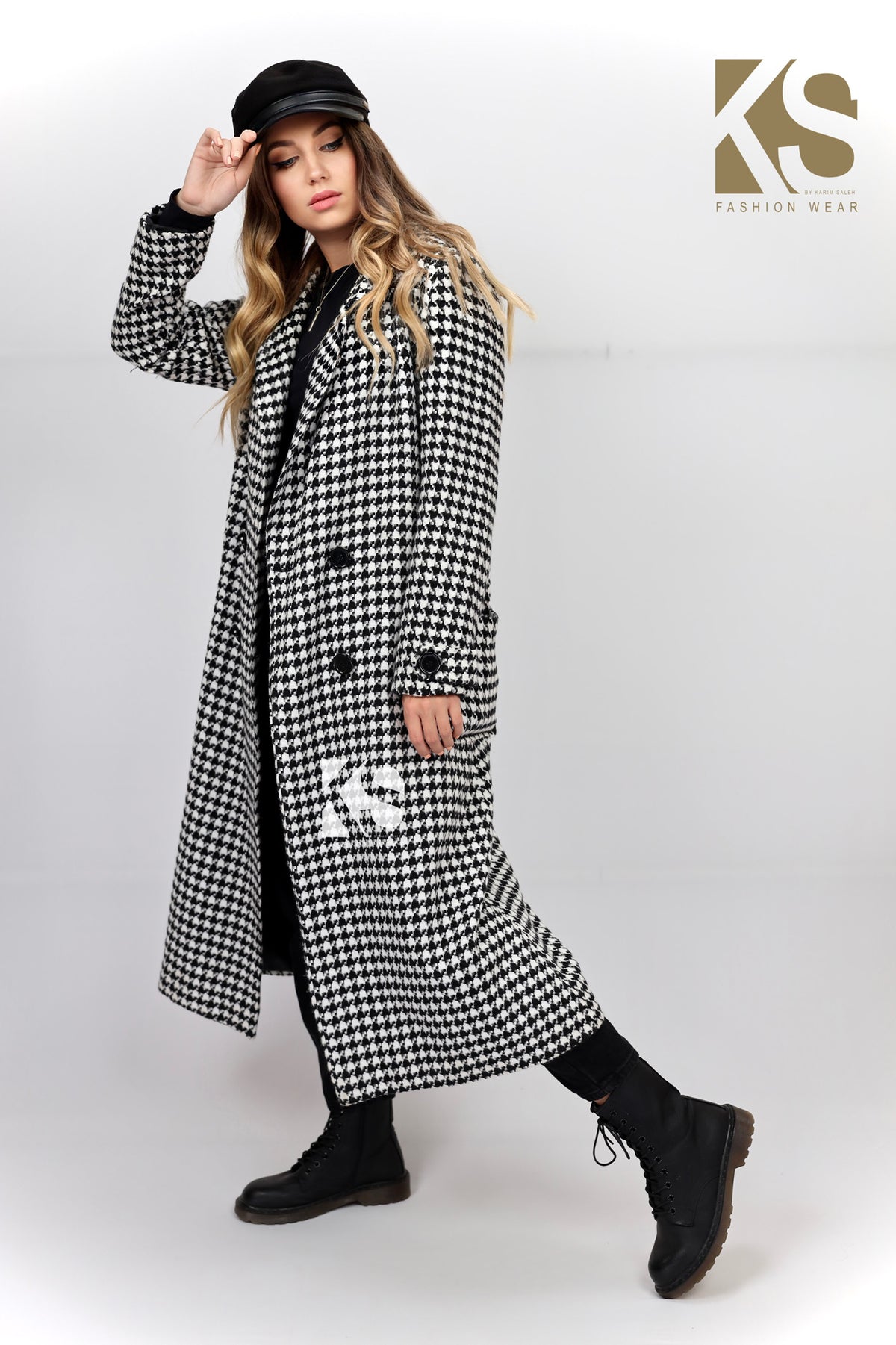 Tweed double breasted Coat - Black&White