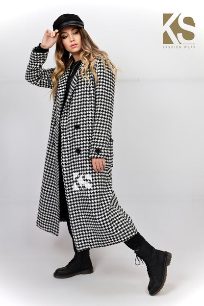Tweed double breasted Coat - Black&White