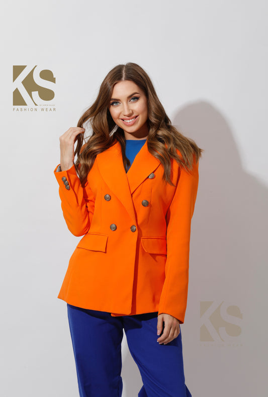 Double Breasted Blazer - Orange