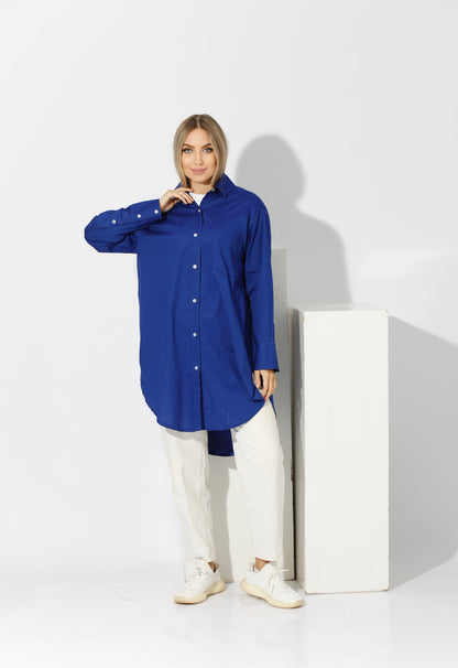 Oversized Shirt Dress - Electric Blue