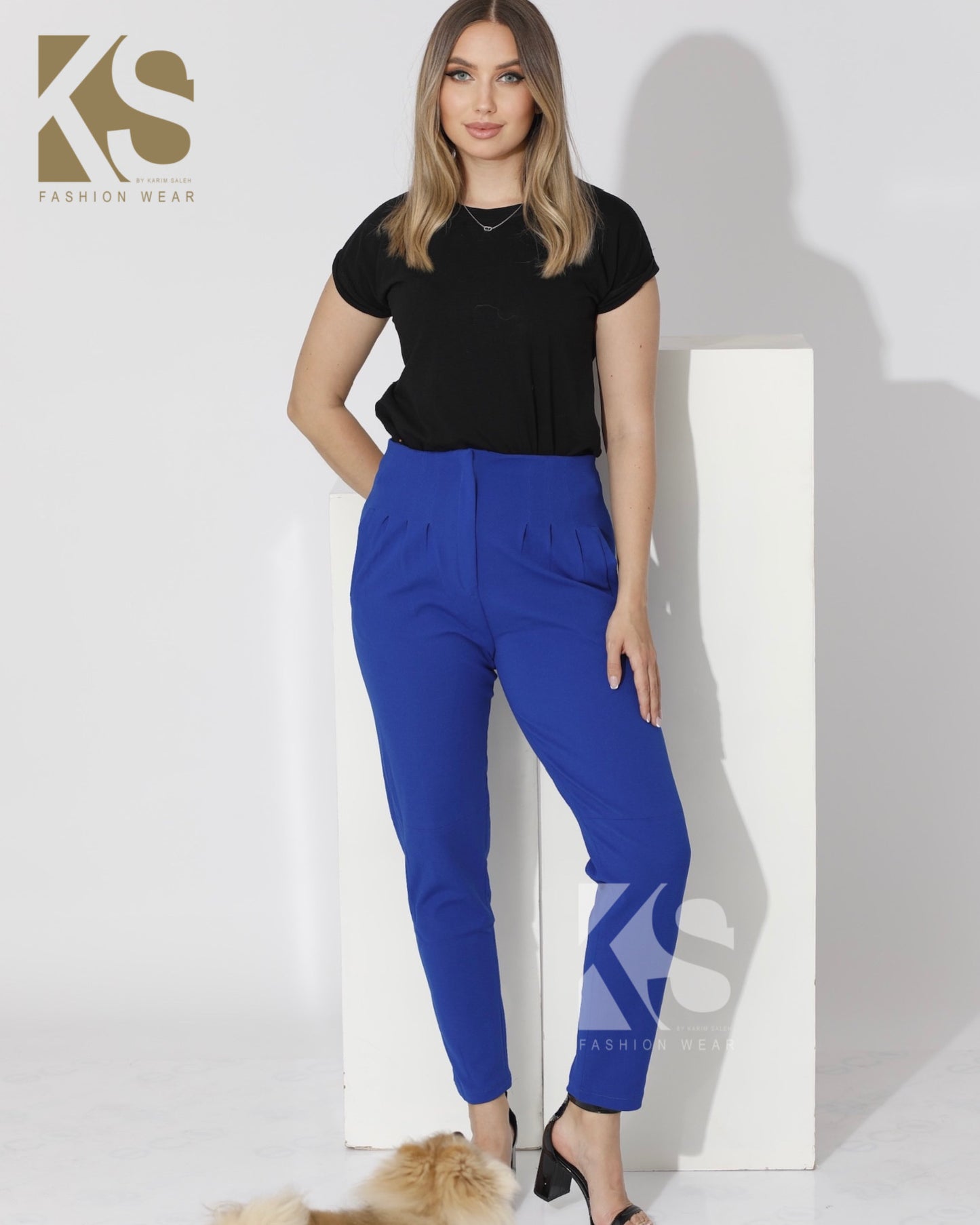 High Waist Trousers - Blue