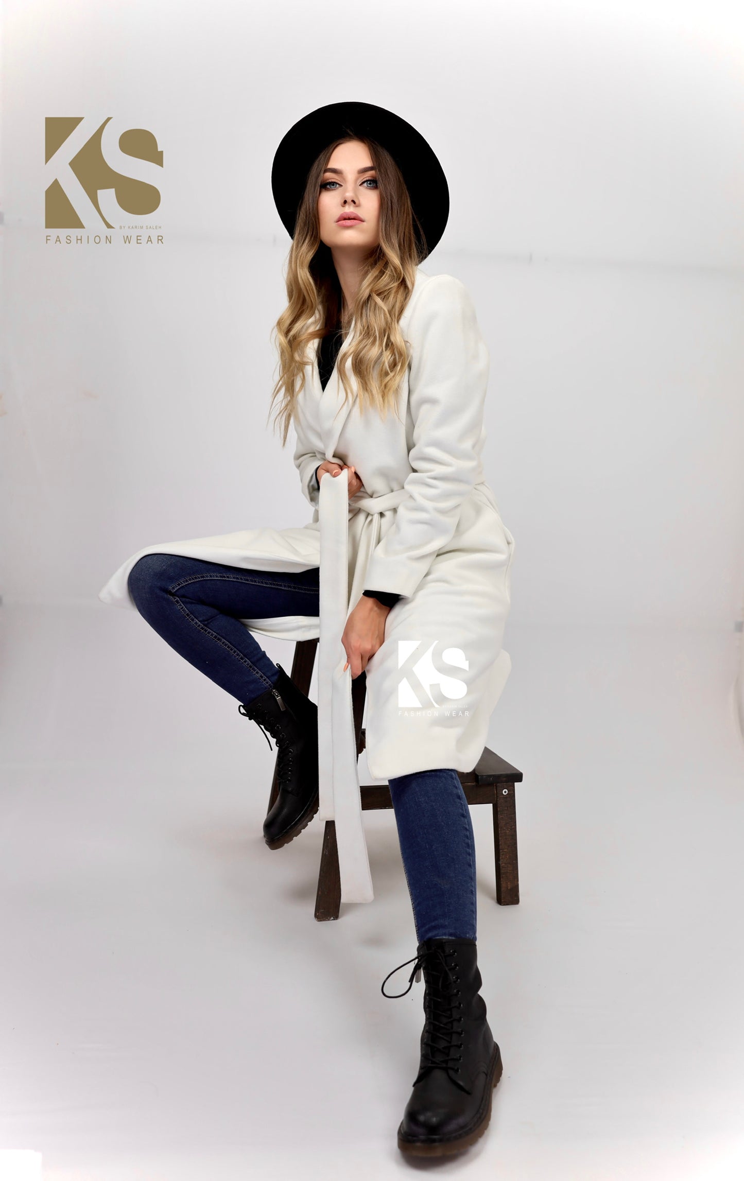 Wrapped Belted Coat - White