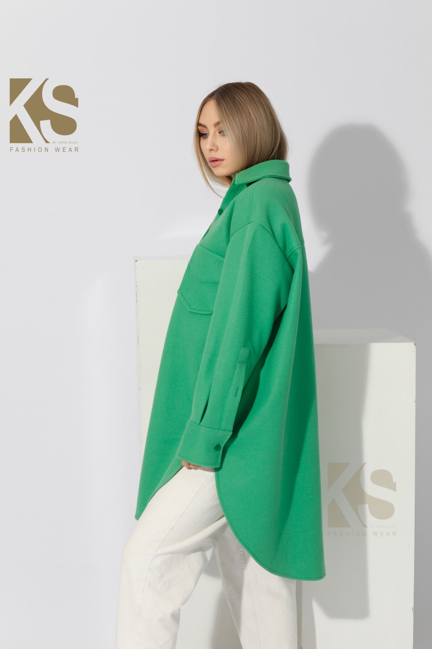 Woolen Oversized Shirt - Green