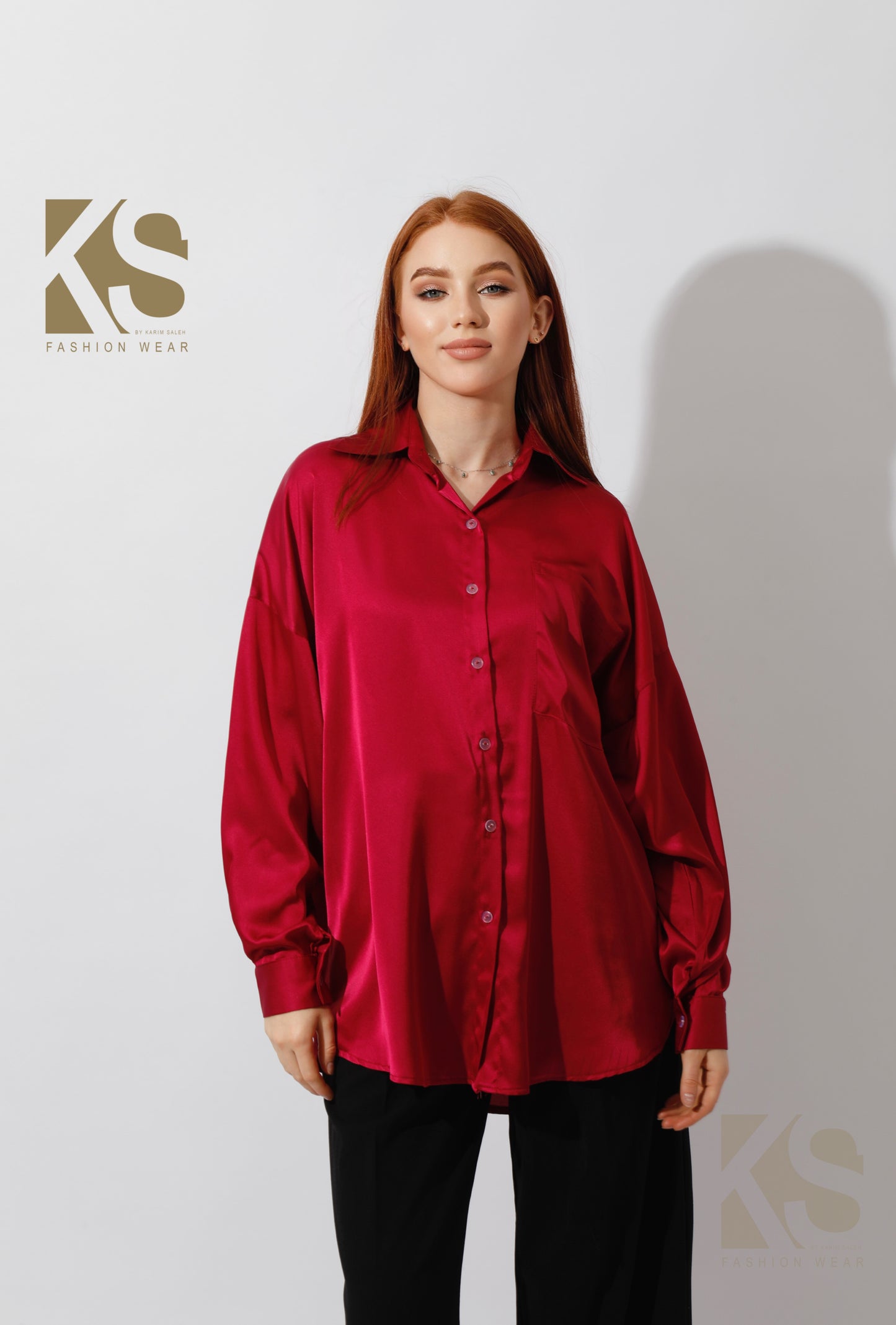 Oversized Satin Blouse - Orchid Purple