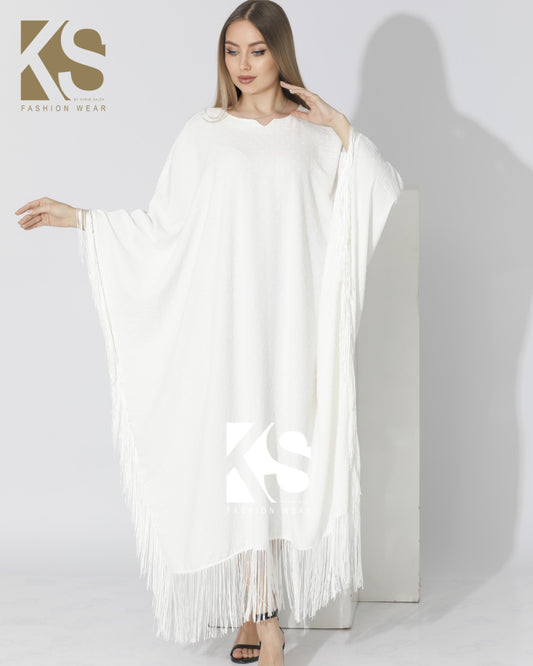 Fringed Maxi Dress - White