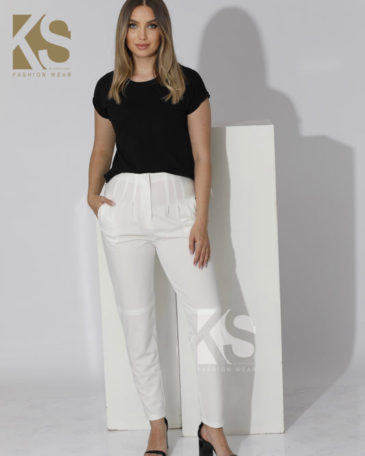 High Waist Trousers - White