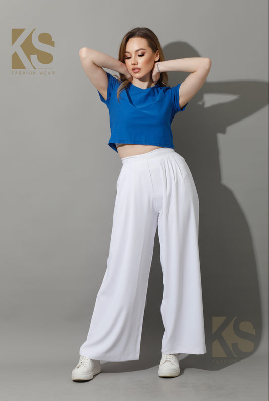 Straight Fit Trousers - White