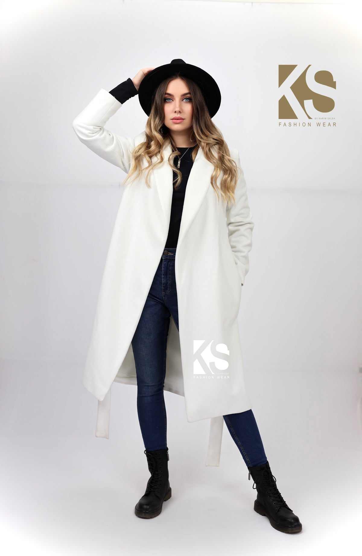Wrapped Belted Coat - White