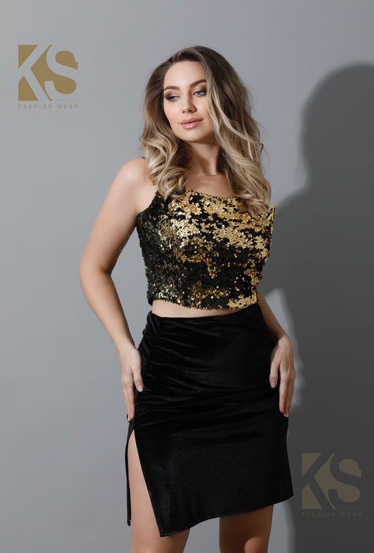 Side Slit Short Skirt - Black