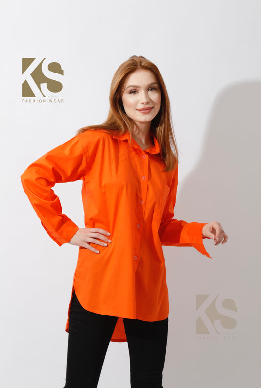 Buttons Back Shirt - Orange