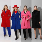 Woolen Wrapped Belted trench Coat - Black