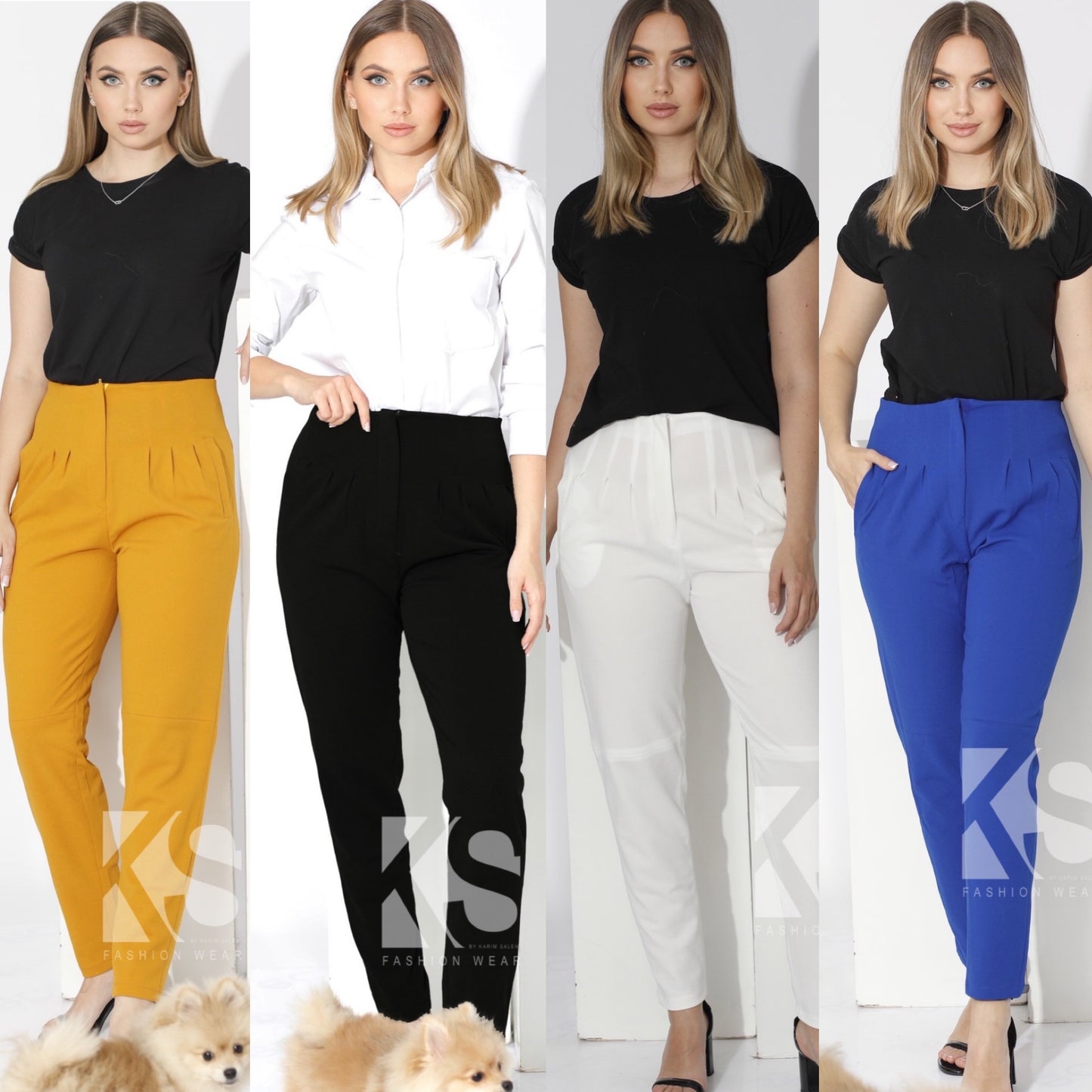 High Waist Trousers - Blue