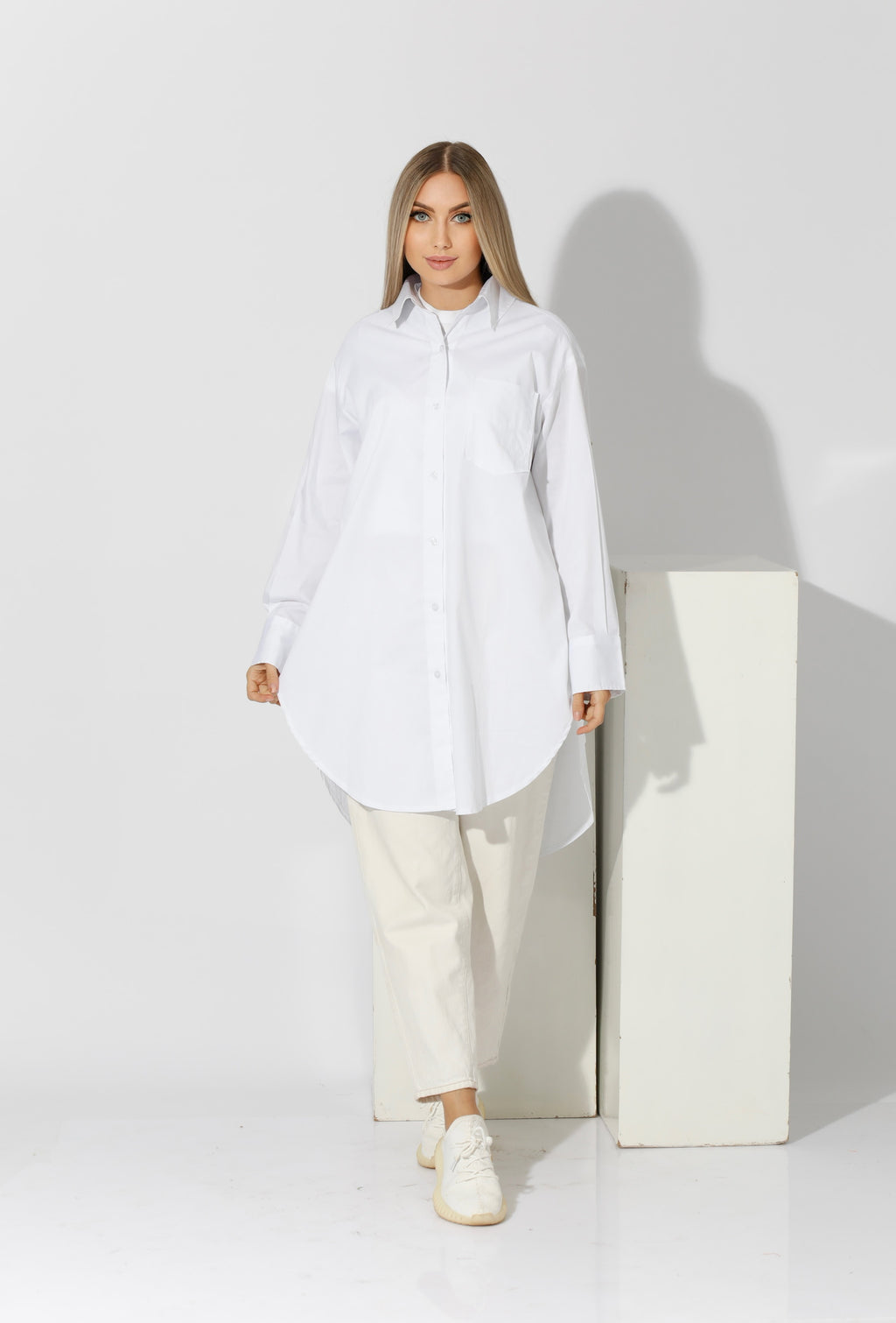 Oversized Shirt Dress - White