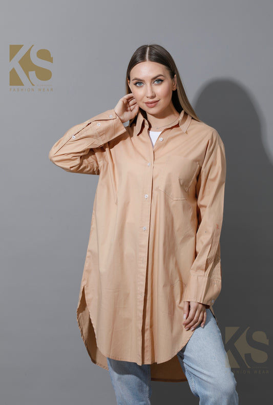 Oversized Shirt Dress - Beige