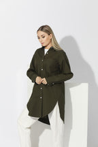 Oversized Shirt Dress - Dark Olive
