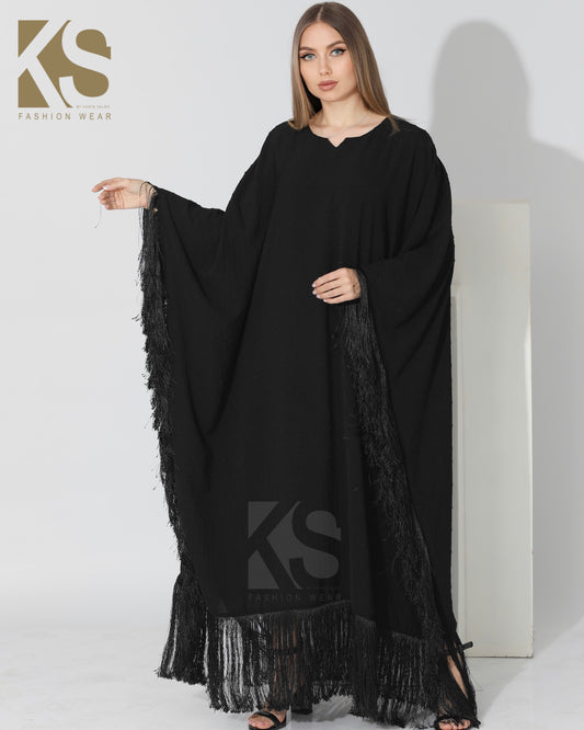 Fringed Maxi Dress - Black