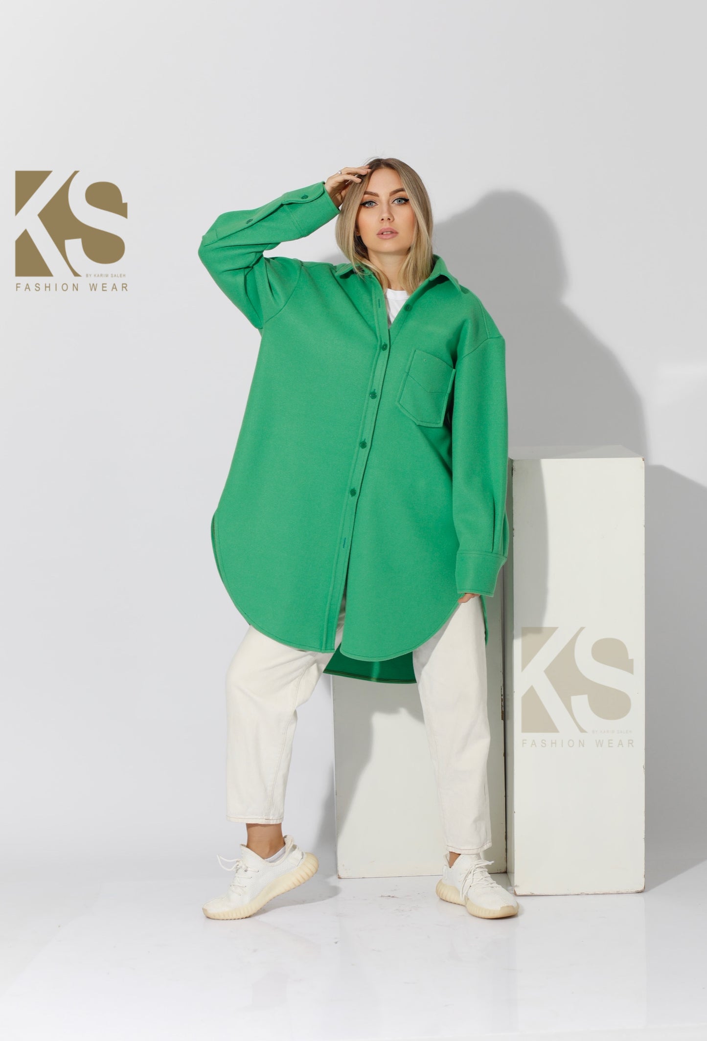 Woolen Oversized Shirt - Green