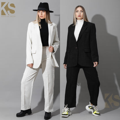 Tailored Oversized Suits - White Velvet