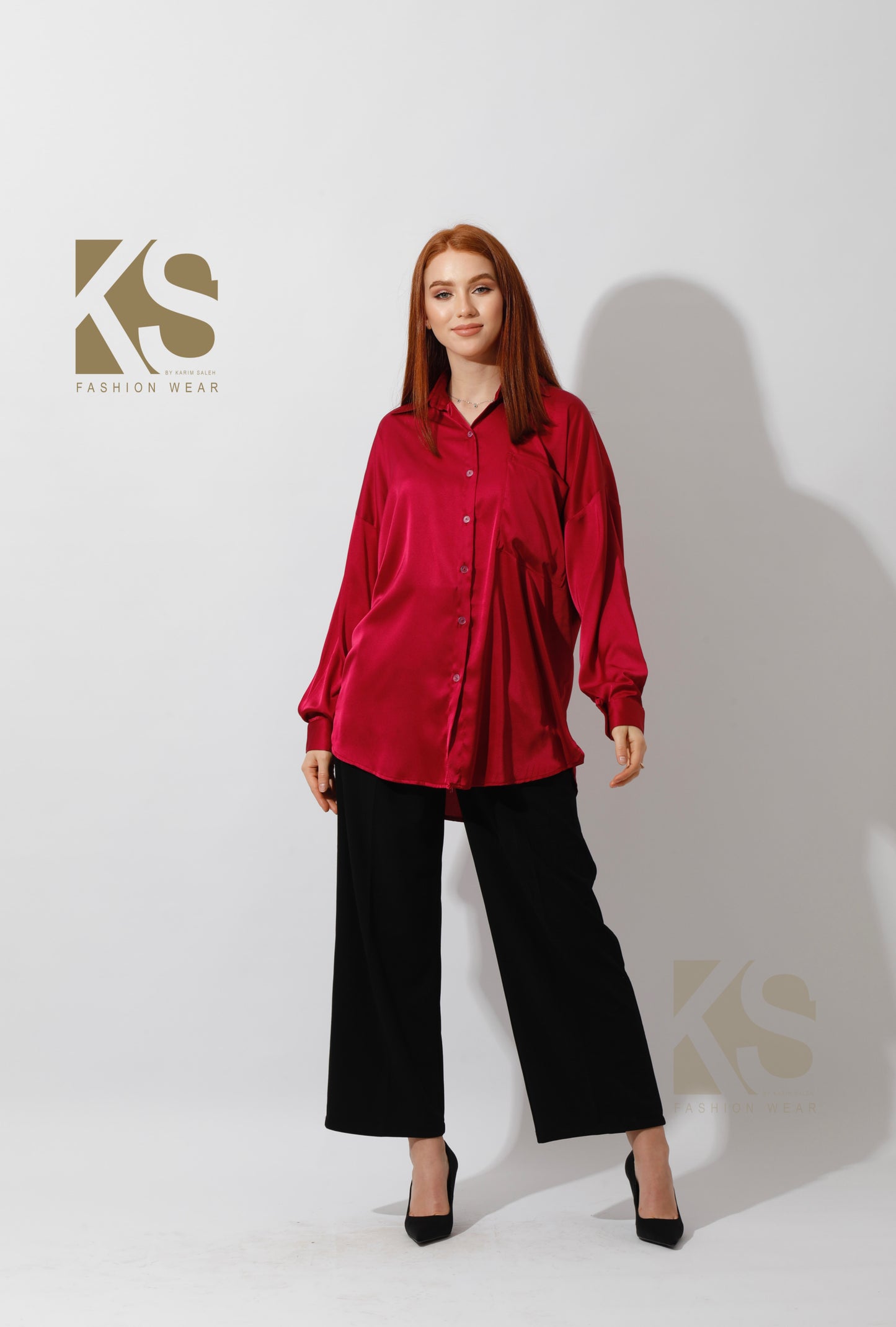 Oversized Satin Blouse - Orchid Purple
