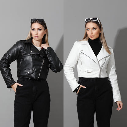 Leather Biker Jacket - White