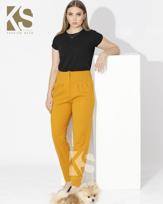 High Waist Trousers - Yellow