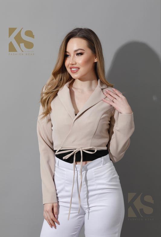 Tide Cropped Blazer - Baige