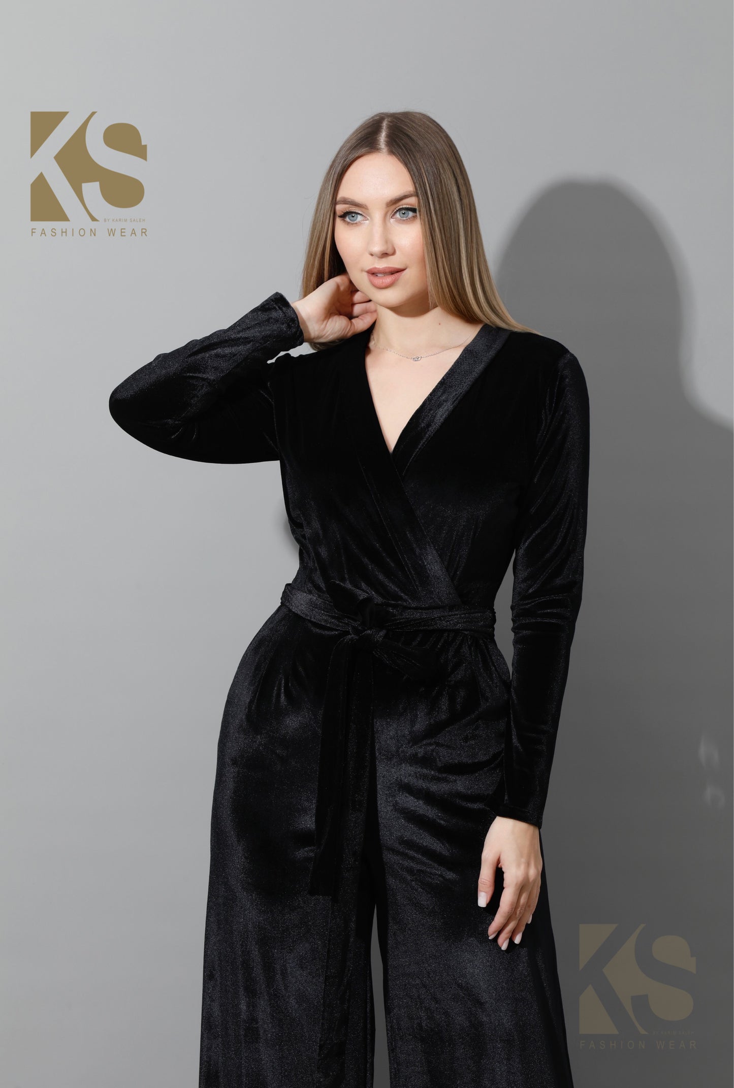 Wrapped wide leg Jumpsuit- Black