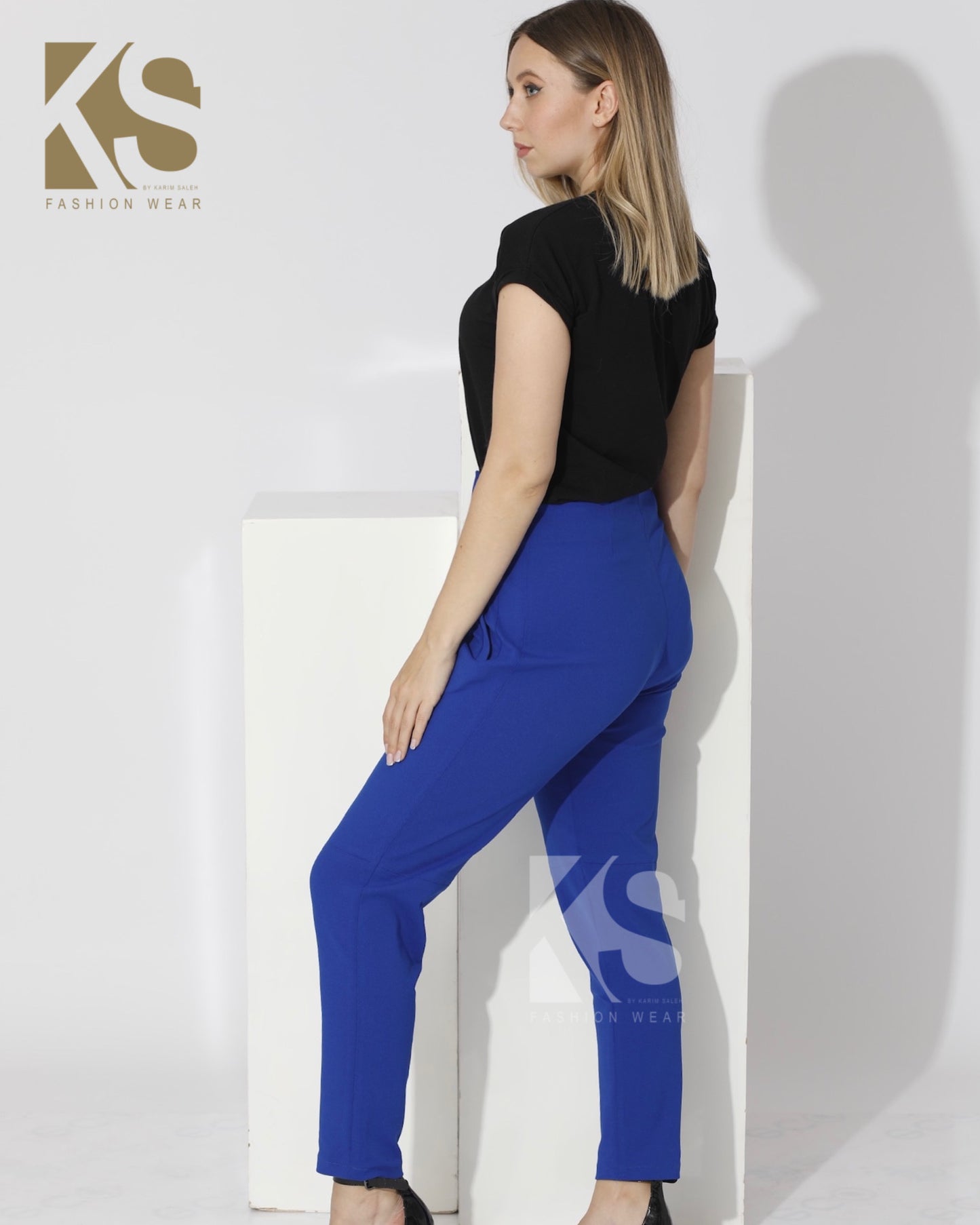 High Waist Trousers - Blue
