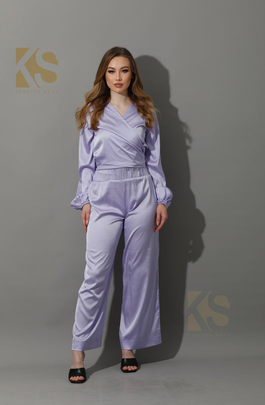 Wide Leg Trousers - Lavender Purple