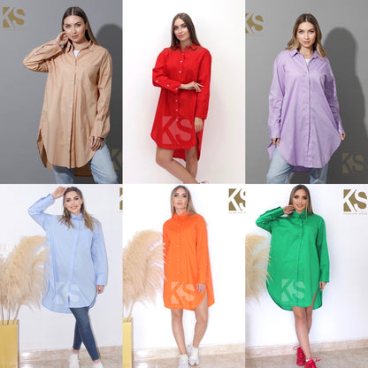 Oversized Shirt Dress - Green