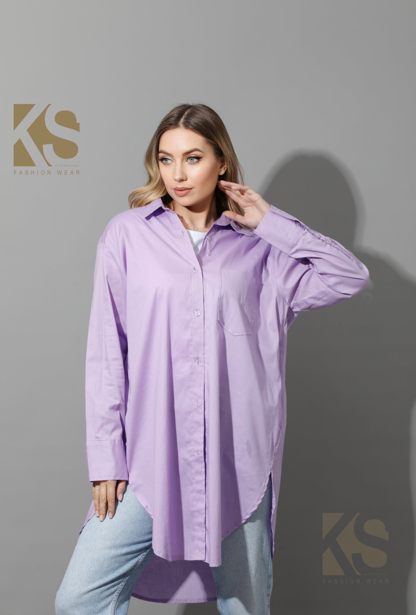 Oversized Shirt Dress - Lavender