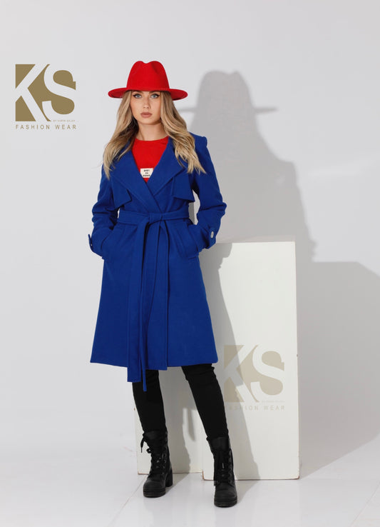Wrapped Belted trench Coat - Electric Blue