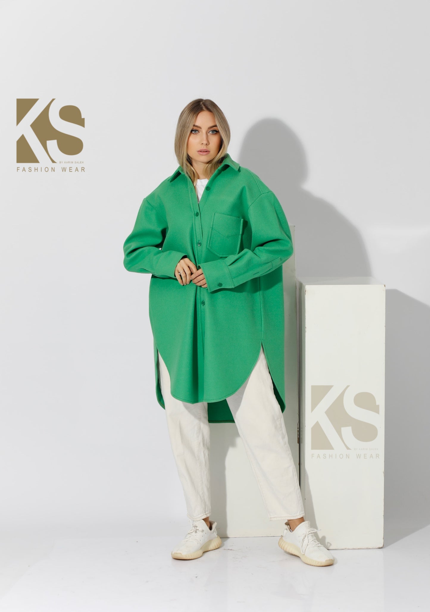 Woolen Oversized Shirt - Green