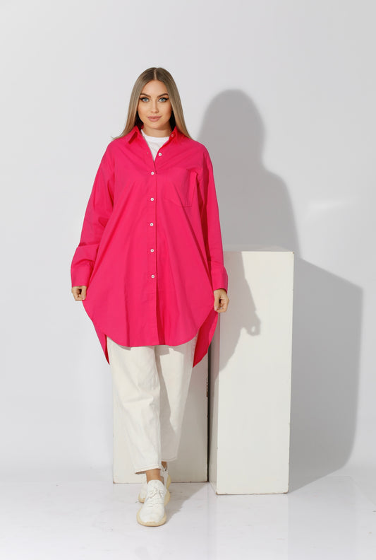 Oversized Shirt Dress - Barbie Pink