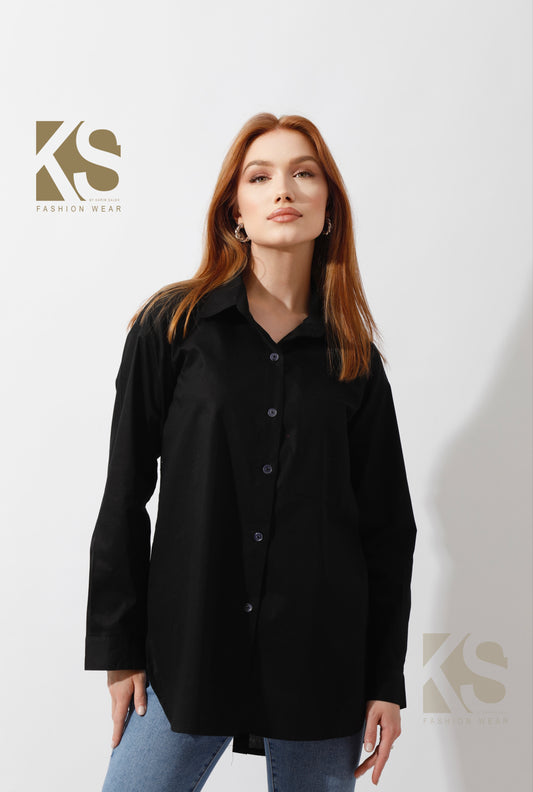 Buttons Back Shirt - Black