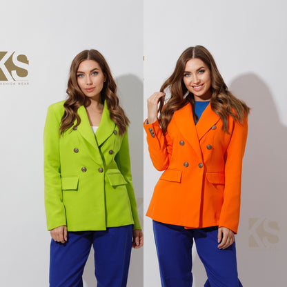 Double Breasted Blazer - Orange