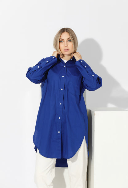 Oversized Shirt Dress - Electric Blue