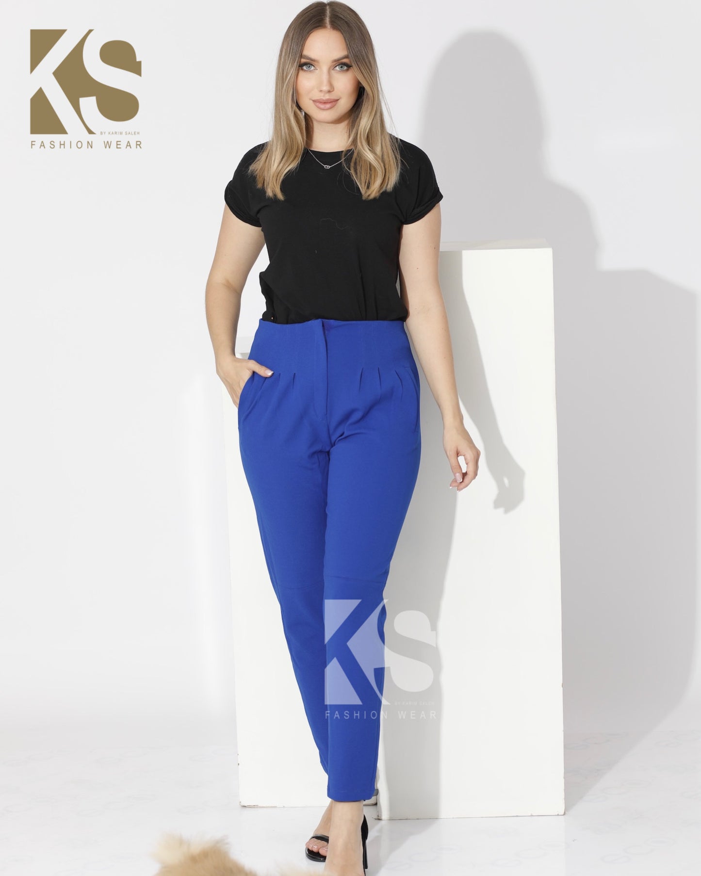 High Waist Trousers - Blue